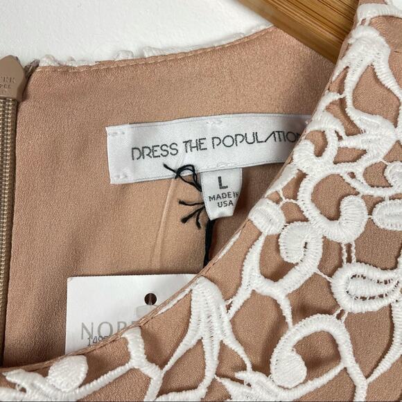 Dress the Population White Lace Crochet Shift Dress Bell Sleeves - Picture 12 of 14